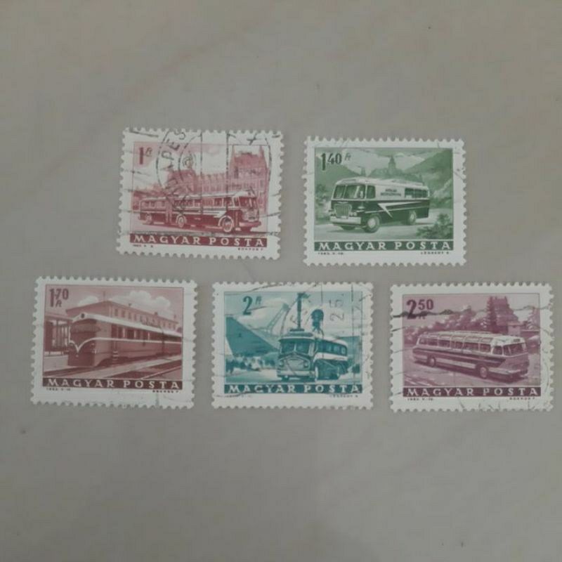 

Perangko Magyar posta 1963 seri transportasi set 5 prangko