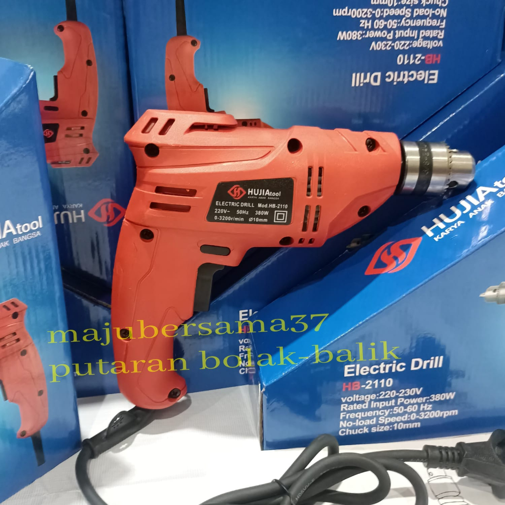 Mesin bor tangan hujia hb2110 mesin bor listrik bor 10mm bisa bolak balik