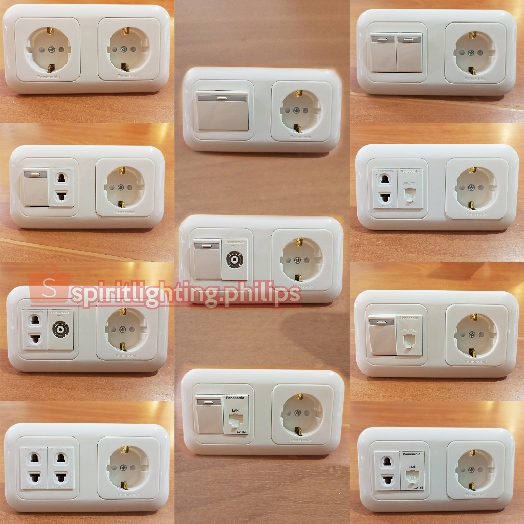Panasonic Stop Kontak + 2 Device | Saklar Socket TV Data Telepon USB Stop Kontak Universal