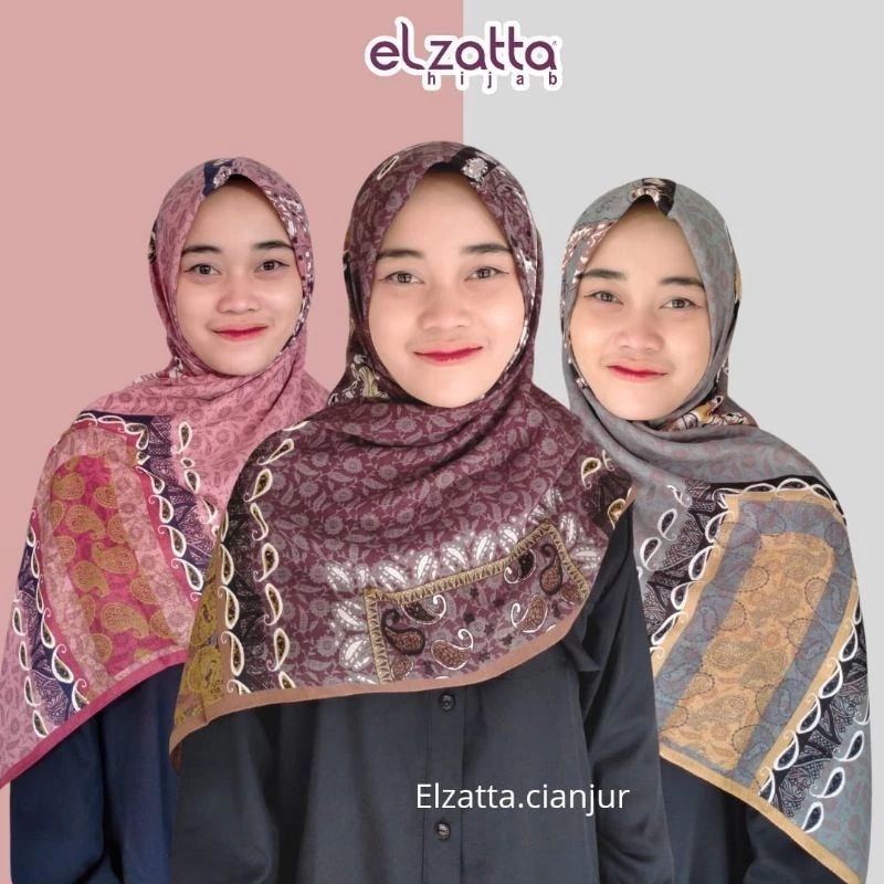 ELZATTA DAUKY HIJAB SEGI EMPAT KAILA ADITTA  KERUDUNG ELZATTA BAHAN VOAL TEXTURE JILBAB ELZATTA SEGI