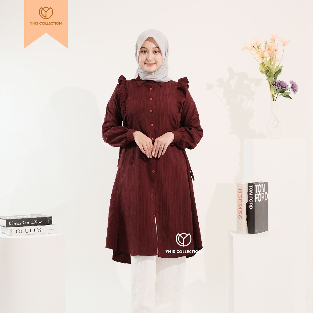Er Tunik Maroon By YNIS Collection / tunik couple / atasan cewek / tunik syari / premium / tunik mur