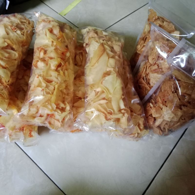 

keripik, mangling, carangmas, usus, suscoklat