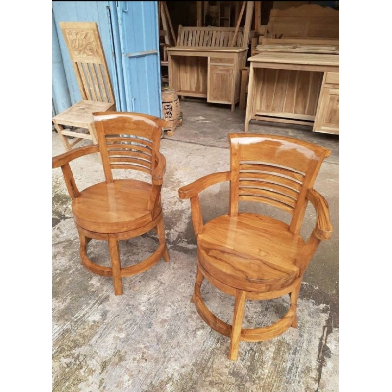 set kursi teras putar kursi santai kursi tamu kursi putar kayu jati