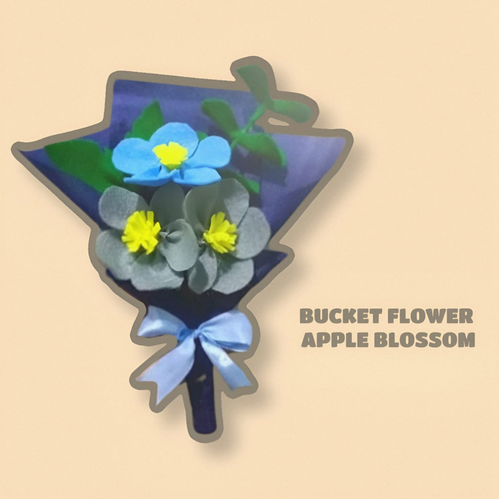 Buket bunga apple blossom mini / Bucket bouquet bunga flanel apple blossom mini murah kado wisuda ka