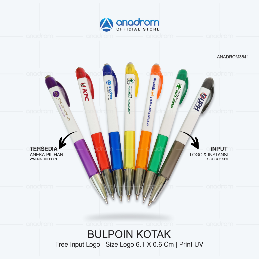 Bulpoin Custom UV Print | Souvenir Pulpen | Cetak UV Pulpen | Print Satuan Pena Kotak | Media Promos