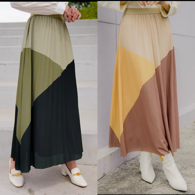 NEW Benang Jarum x buttonscarves Laura Pleated Skirt - Earthy Macchiato