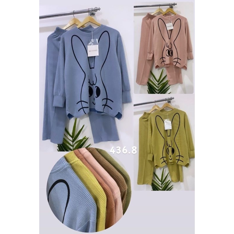 Kuyifei 436-8//One set rajut//Setelan rajut//Set rajut//Baju setelan//Setelan wanita//Setelan jumbo/