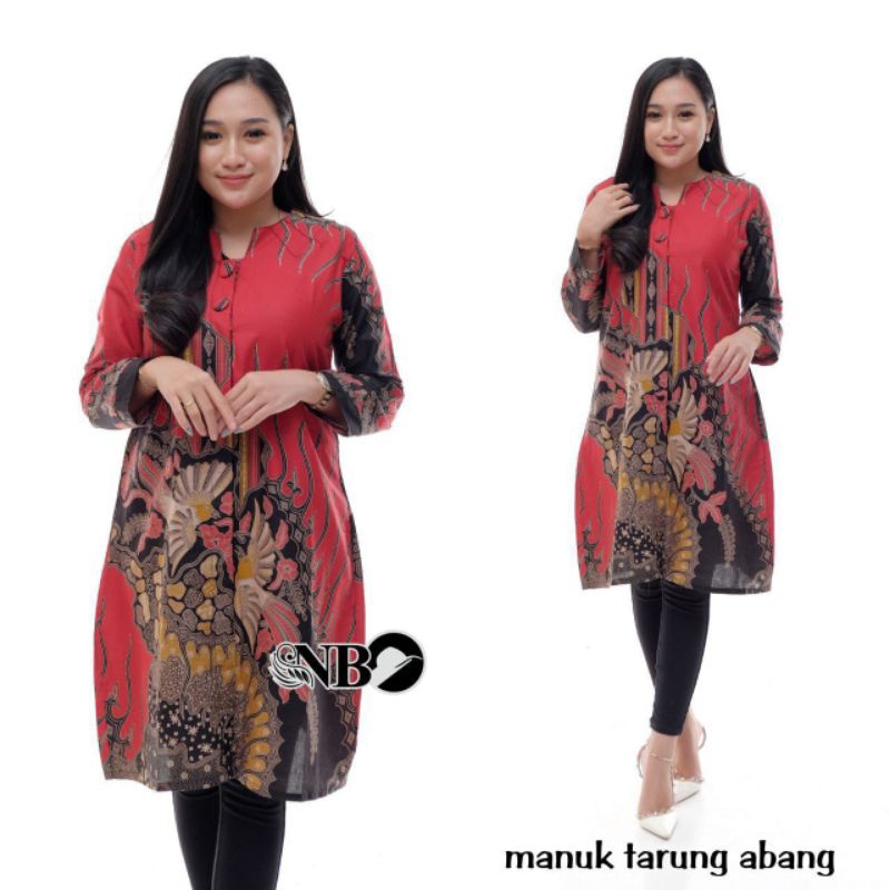 tey-17 Batik wanita Tunik ASJ SA HRB026 Kenongo Kemeja Tosca Pendek