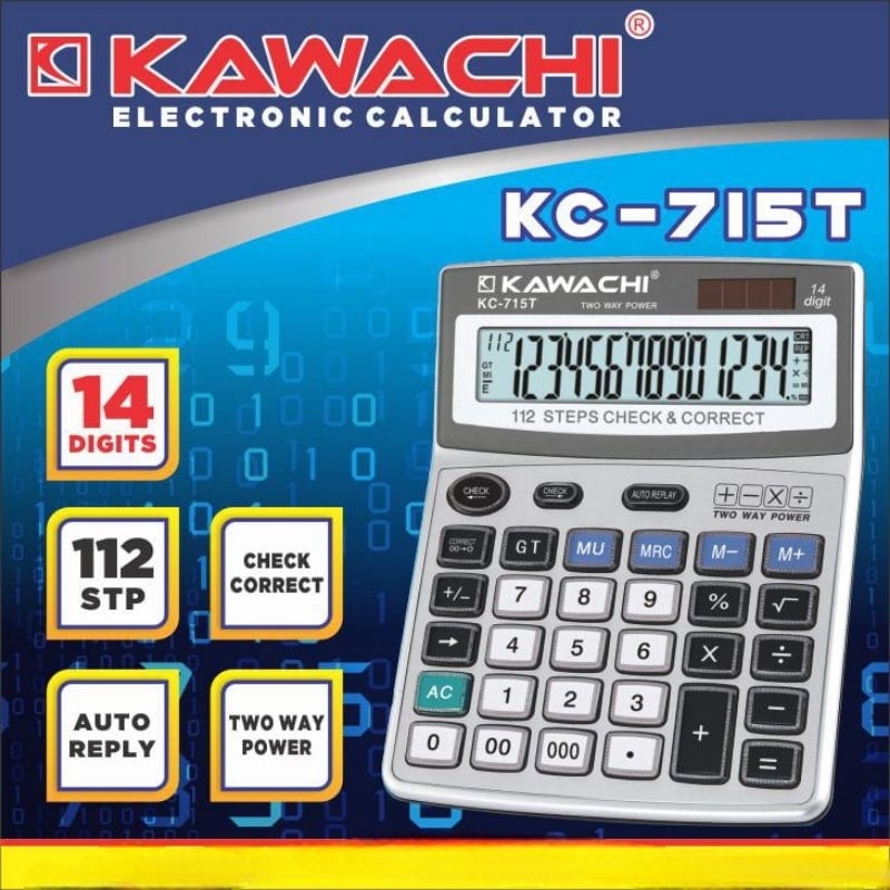 

KALKULATOR 14 DIGIT TOMBOL CRYSTAL KC 715T / KAWACHI