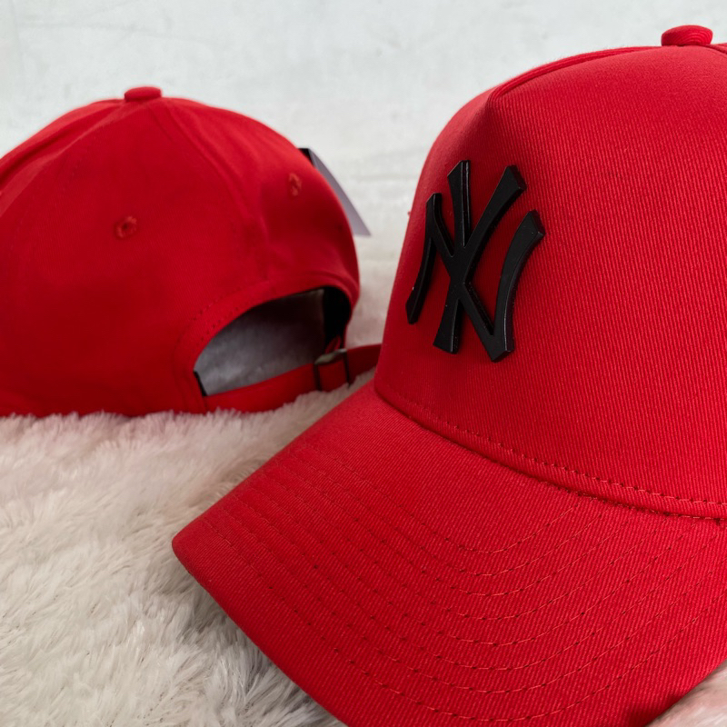 TOPI NY MERAH LOGO HITAM BESI ORIGINAL PREMIUM