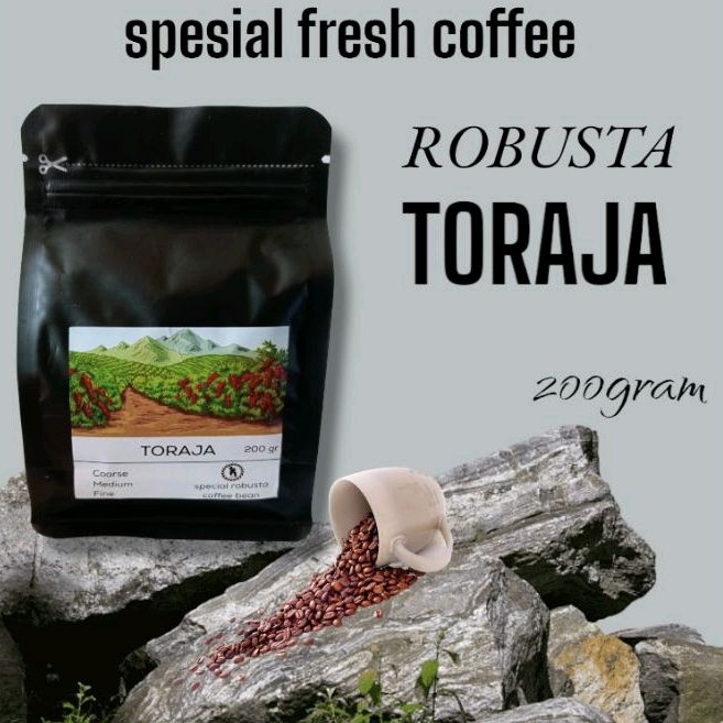 

200gram biji/bubuk kopi robusta Sulawesi toraja robusta coffee beans spesial fresh coffee