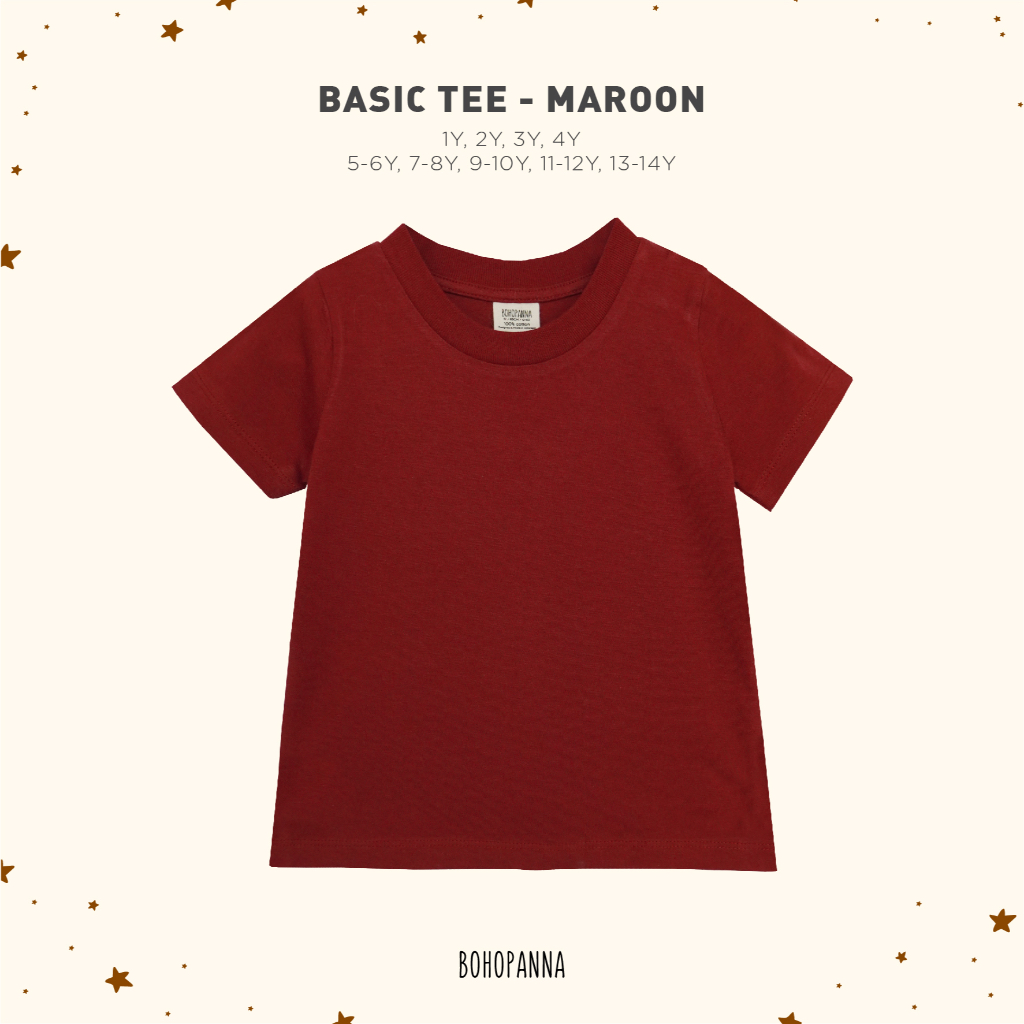 Bohopanna Basic Tee - Kaos Anak Laki-Laki Maroon