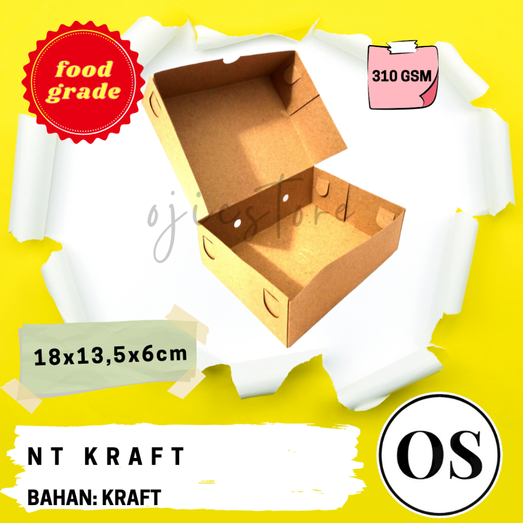 

Dus NT Kraft Ukuran 18x13,5x6 CM Cocok Untuk Kue, Roti, Konsumsi Seminar, Konsumsi Acara