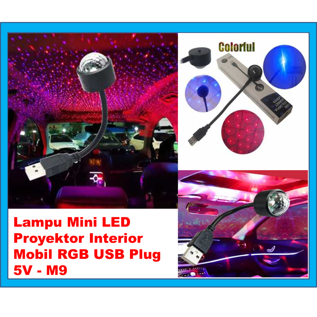 Lampu Hias Interior Mobil Proyektor LED USB Dekorasi Proyektor Interior Mobil RGB USB Plug 5V - M9