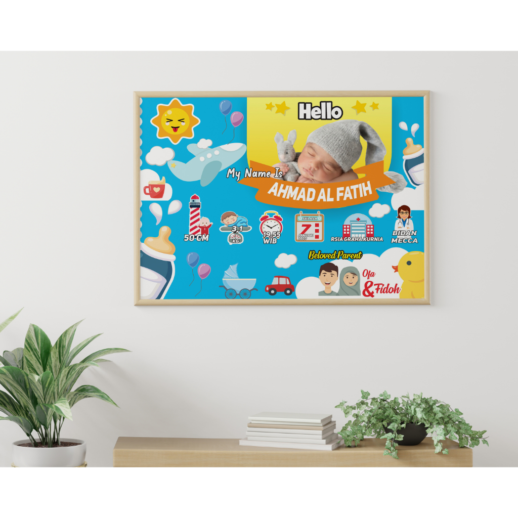 Biodata Kelahiran Bayi+Pigura viber / Hiasan Dinding / Walldecor Biodata Bayi /Pigura10 RS