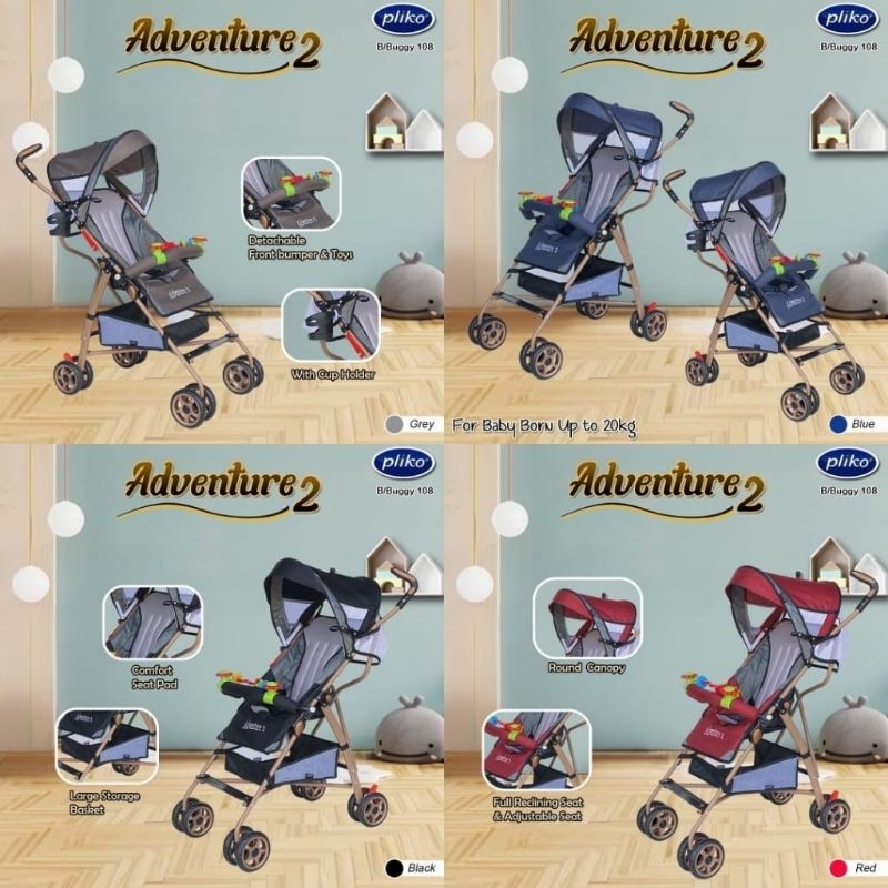 PLIKO ADVENTURE 2 STROLLER KERETA DORONG BAYI / Perlengkapan Bayi / Stroller Murah Pliko
