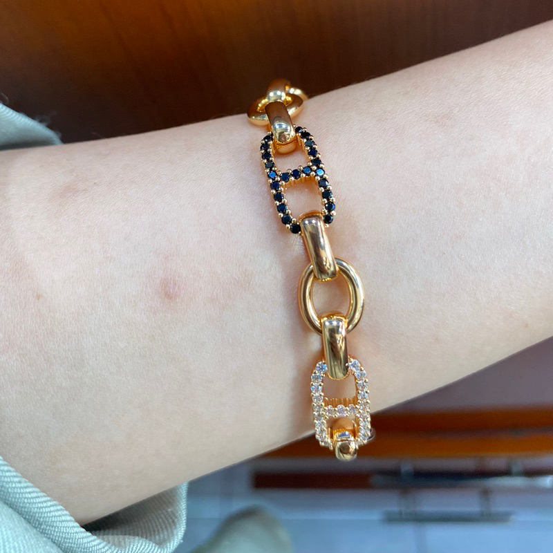 gelang model DD permata mix hitam LAPIS EMAS