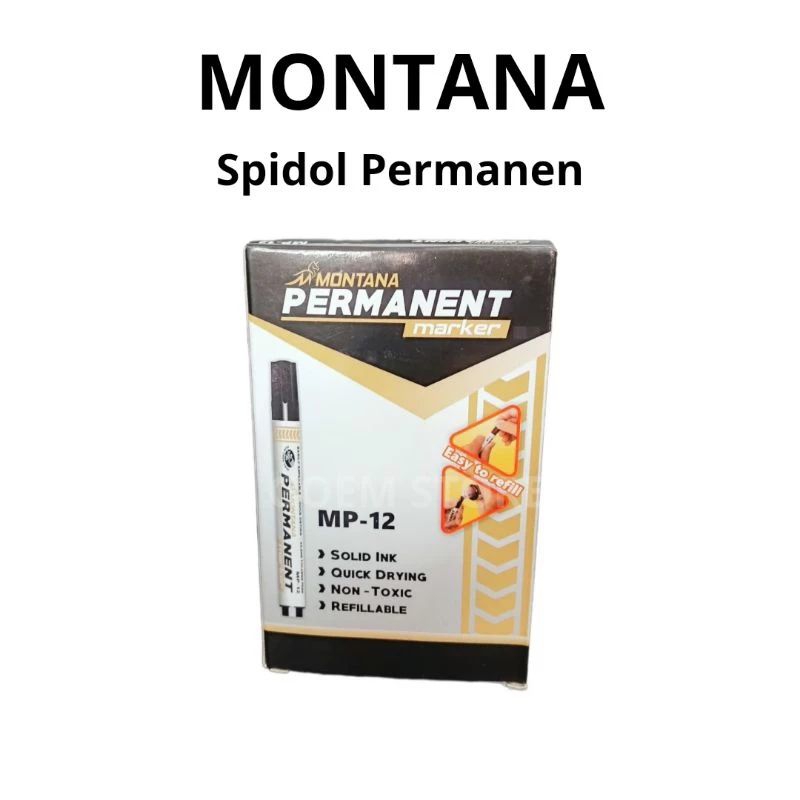 

[1 pak] spidol Montana permanen isi 12 pcs hitam - permanent maker