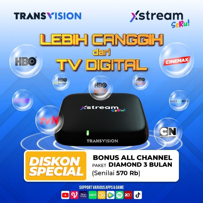 Android TV Box TRANSVISION XSTREAM SERU + FREE ALL CHANNEL 3 Bulan