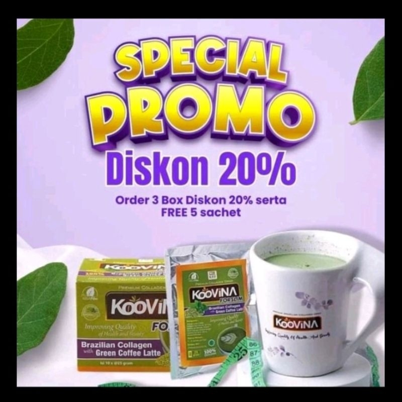 

KOOVINA COLLAGEN FORSLIM GREEN COFFEE 3 BOX Disc.20% plus free 5 sacet, Cantik no Pengawet no Pewarna