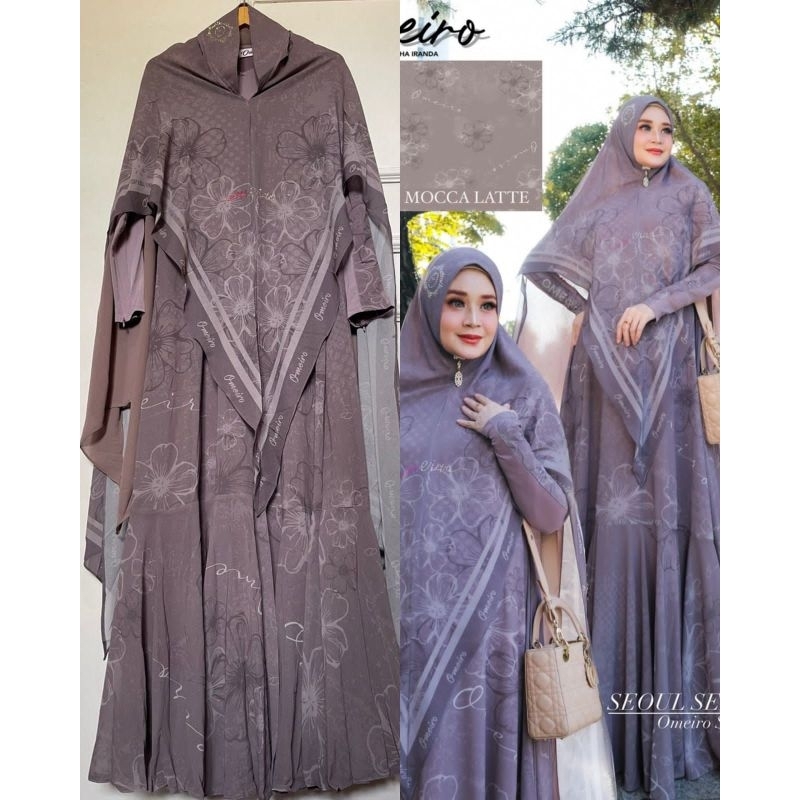 Seoul Series By Omeiro Gamis Set Khimar Bunga Hitam