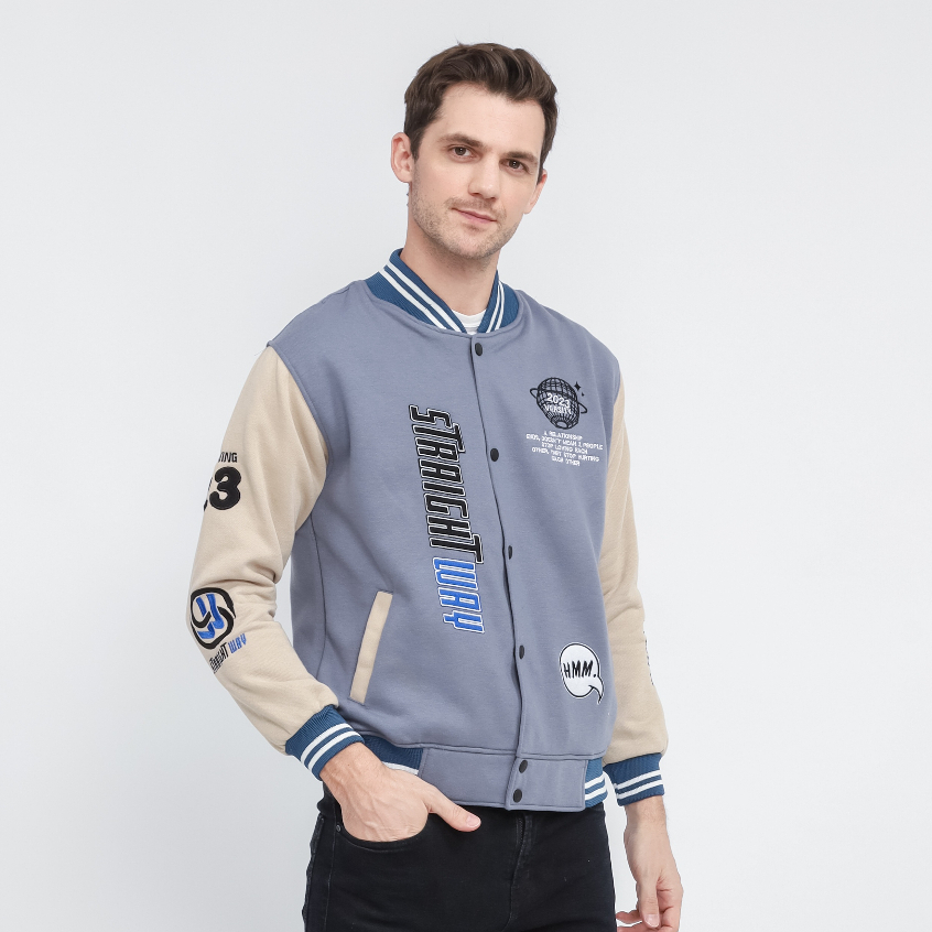 Suke Varsity Jaket Vintage Straige Way Blue Denim