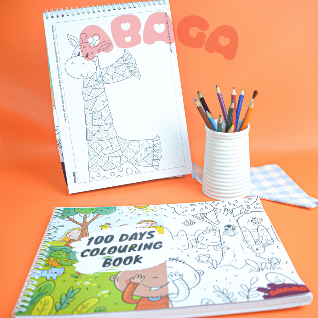 

100Days Coloring Book Art Hobby - 100Tema Gambar Mewarnai Anak, Isi Waktu Luang Usir Bosan