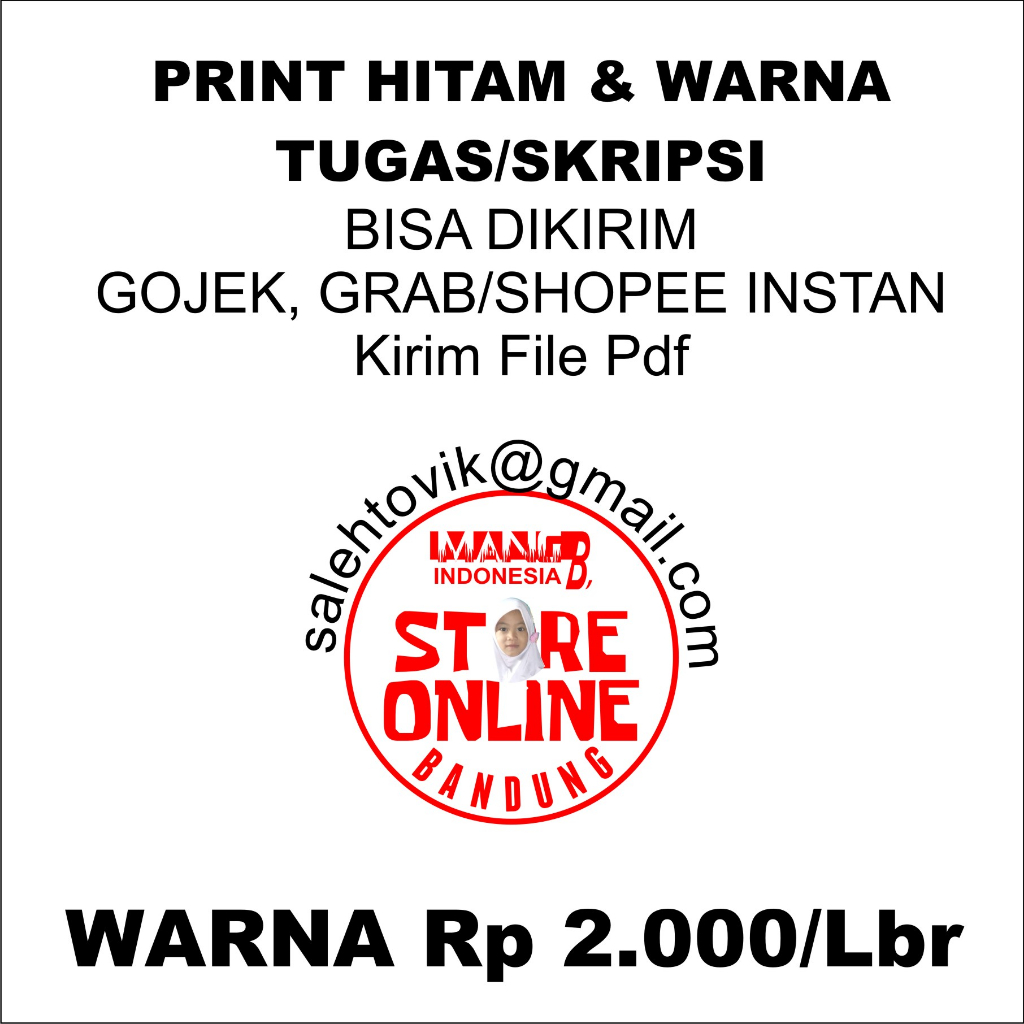 

PRINT WARNA KERTAS HVS 80 gr