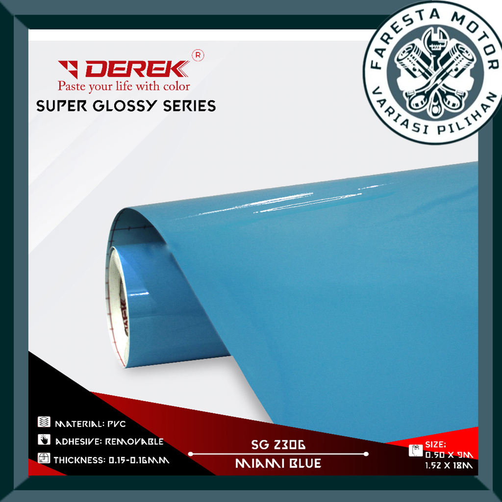 Stiker Skotlet Glosy Termurah Wraping Kendaraan Motor Miami blue Biru laut Derek 50cm