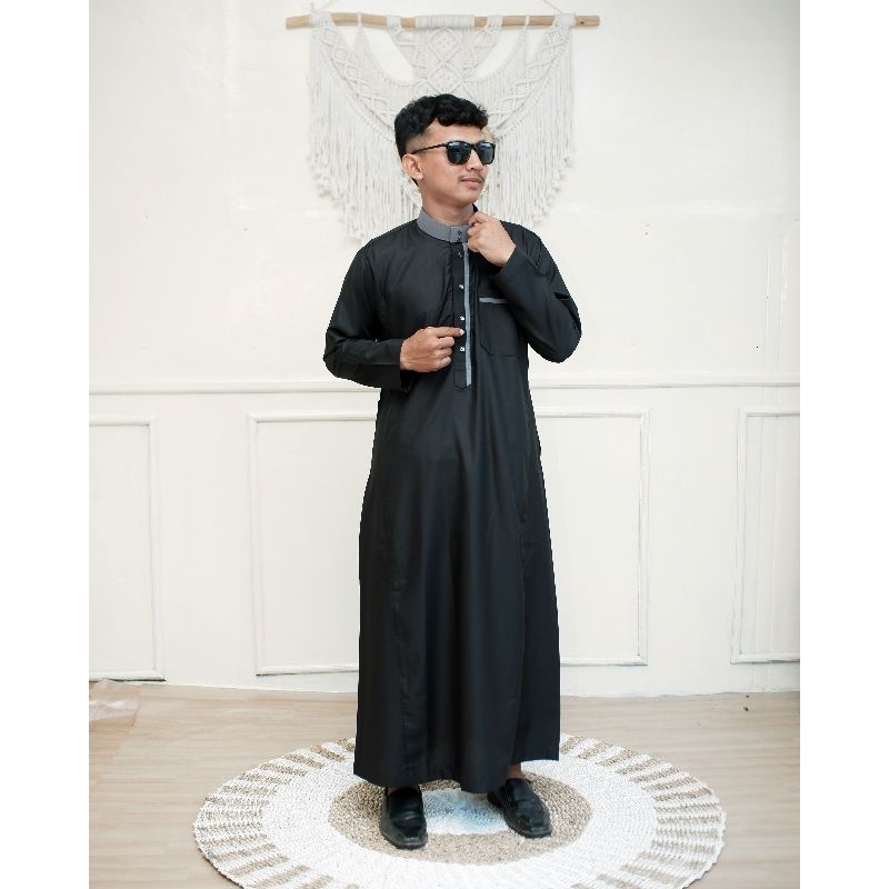 Jubah Pria Dewasa Premium Gamis lengan oblong Jubah Kombinasi List