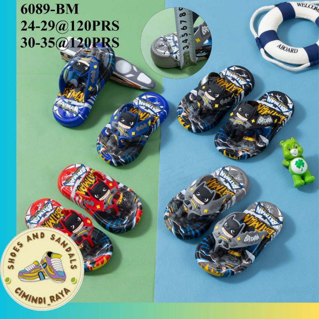 Sandal jepit anak laki-laki karakter Batman (24-35) 6089 sandal jepit anak terbaru(POLA KECIL)