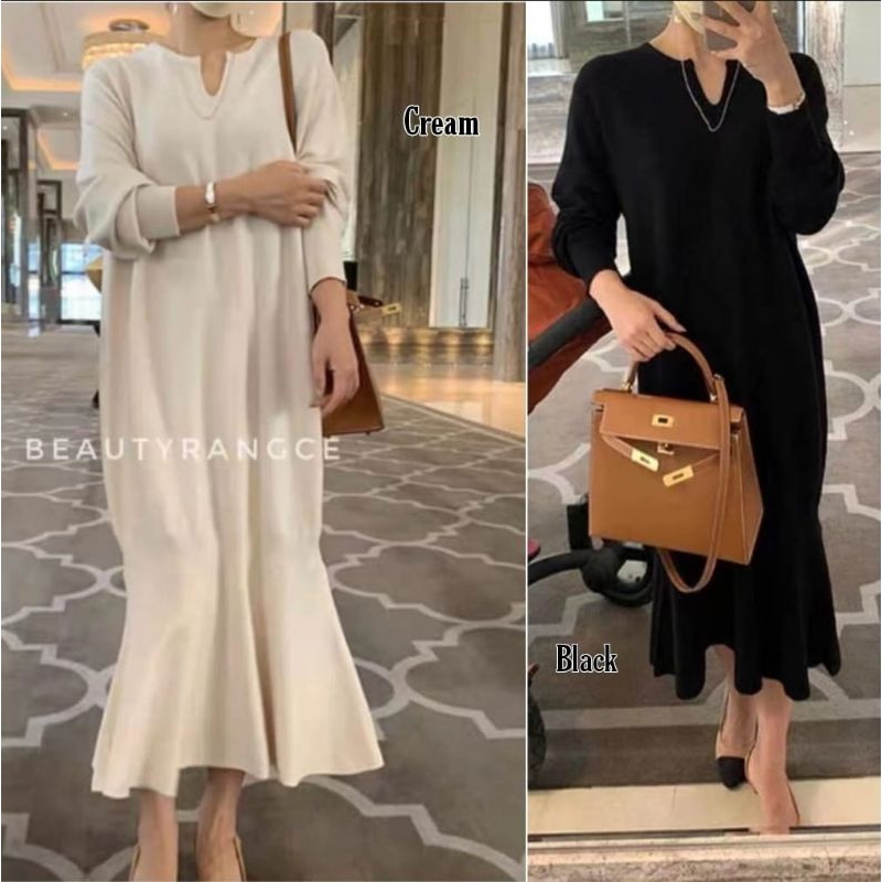 Dress Rajut Duyung Import Cantik / Dress Polos Elegan / Casual Dress Import / Baju Komdangan / Dres 