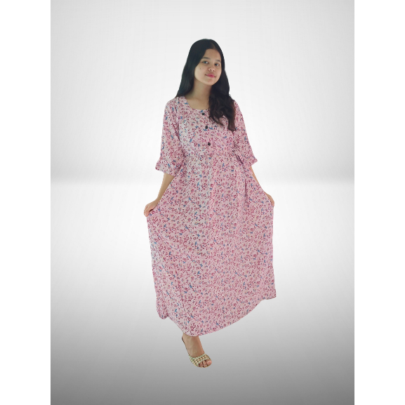 DRESS MOTIF SAKURA PANJANG | DRESS MOTIF SAKURA | DRESS KOREA