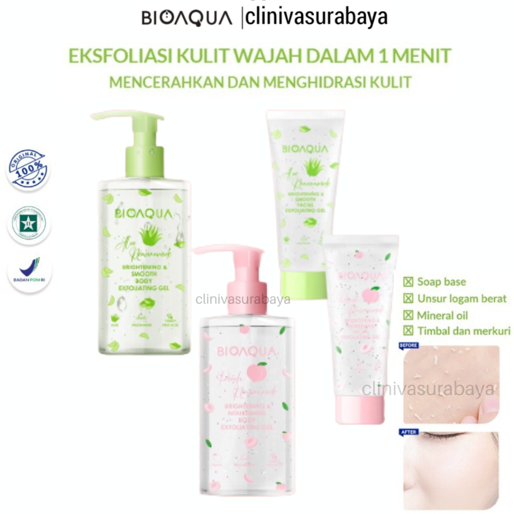 BIOAQUA Scrub Wajah Peeling Gel Niacinamide Brightening & Smooth Facial Exfoliating Gel Wajah 100g E