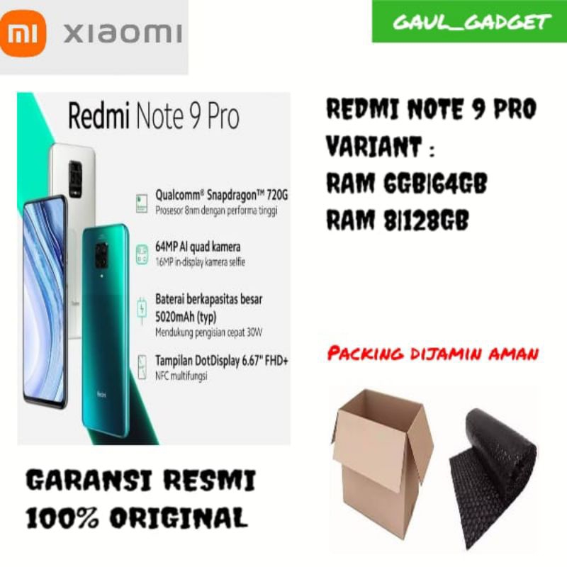 REDMI NOTE 9 PRO 8/128 GARANSI RESMI