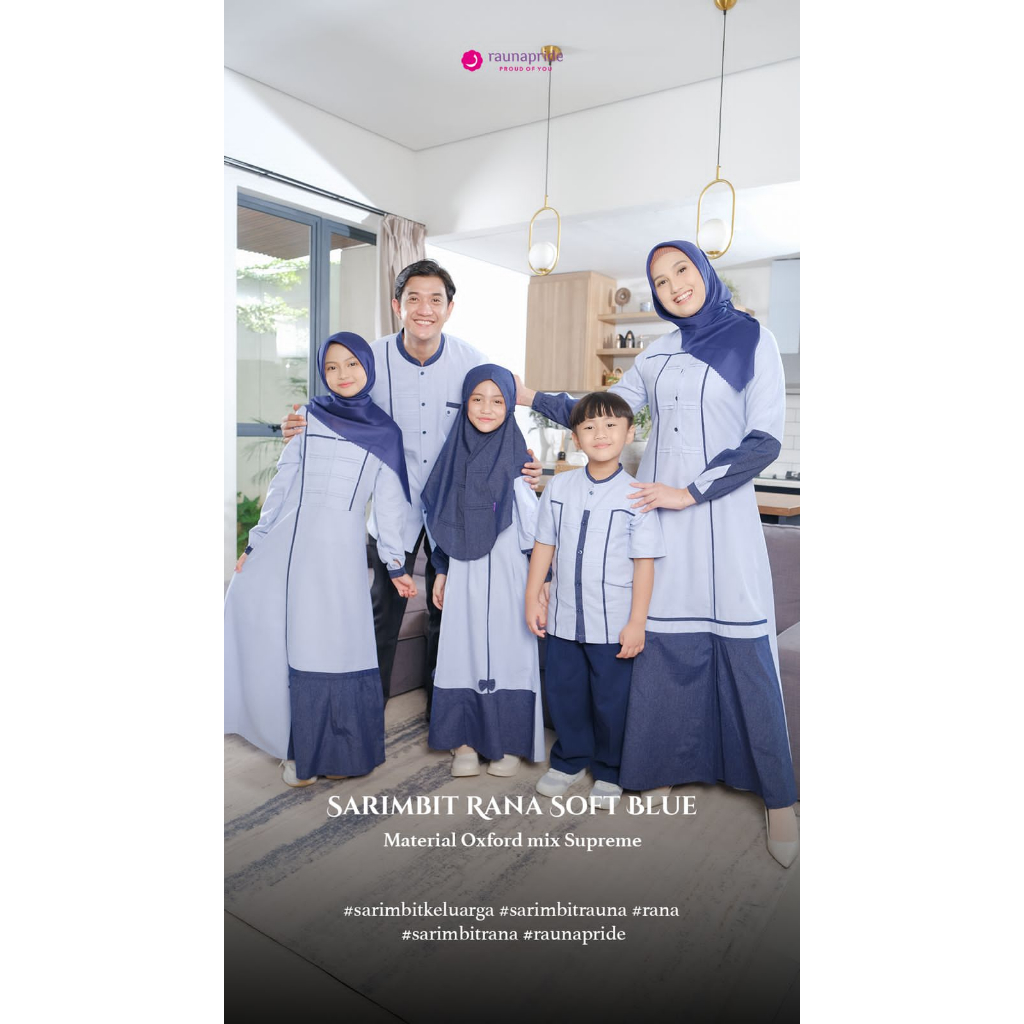 ( Sarimbit Rauna Sarimbit Rana Soft Blue) Gamis Dewasa Rauna RGF Koko Rauna RKF Koko Anak Laki laki 