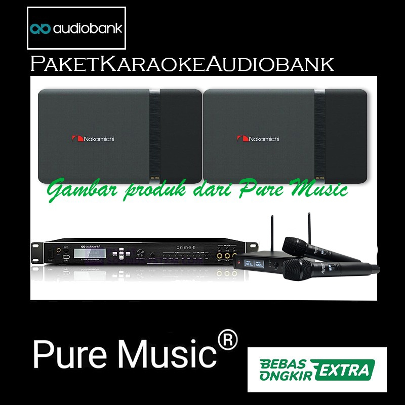 Paket Nakamichi Audiobank AV110 Prime-X 2 Mic Wireless Acesonic Ori