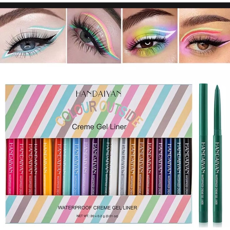 handaiyan pensil handaiyan eyeliner pensil warna putih merah kuning biru