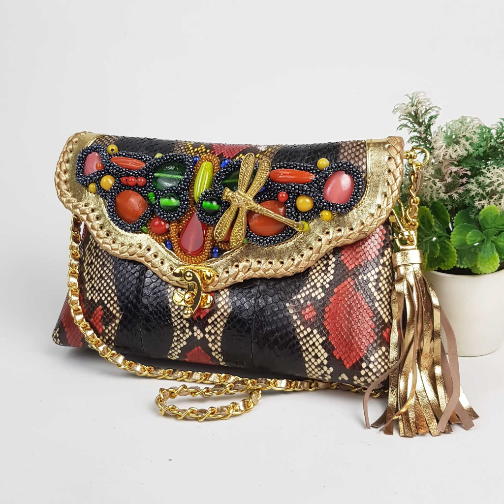 Clutch Kulit Ular Amplop Kwade Size S Handmade Asli Bali