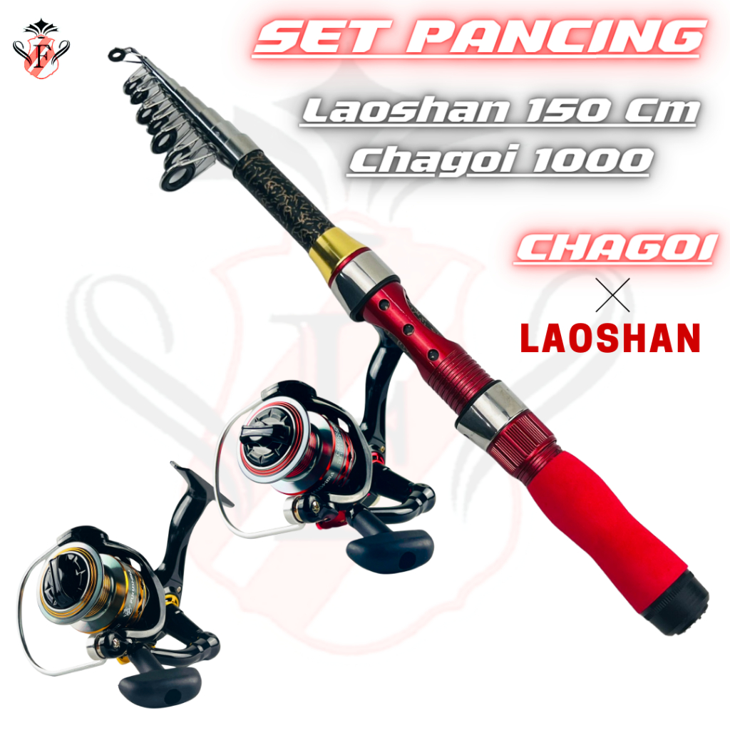 Set Pancing Joran Antena Mini 150 Laoshan dan Reel Chagoi 1000 Fukushima Bonus Kail Fukushima 13 Pcs