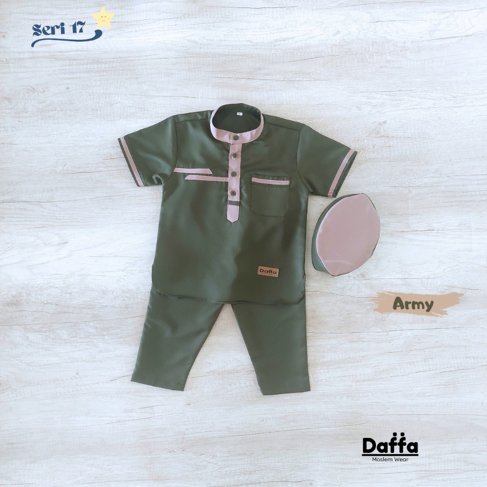 DAFFA - KOKO DAFFA 17 - SETELAN ANAK BAJU CELANA KOKO + PECI ANAK DAN BAYI KATUN TOYOBO