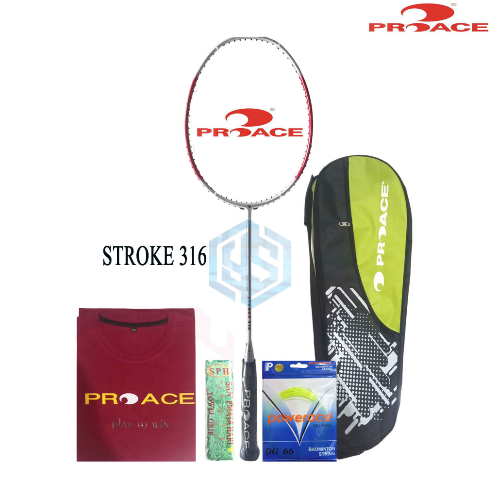 Raket ProAce Stroke 316 Bonus Komplit Badminton Raket Pro Ace Stroke 316