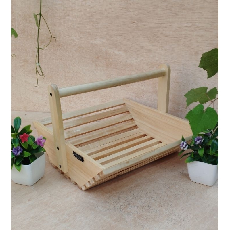 Rak jinjing kayu/keranjang buah/rak sayur/rak bunga/tempat parsel