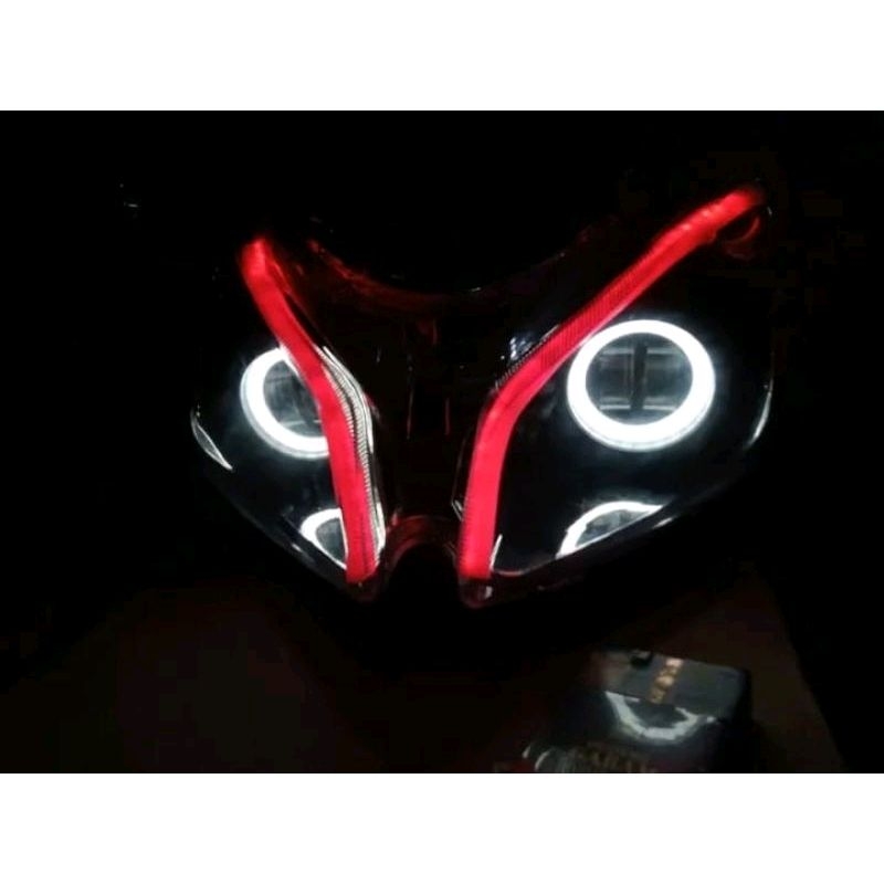 Reflektor mika lampu depan Honda Vario 110 karbu cw techno model lampu daymaker plus alis