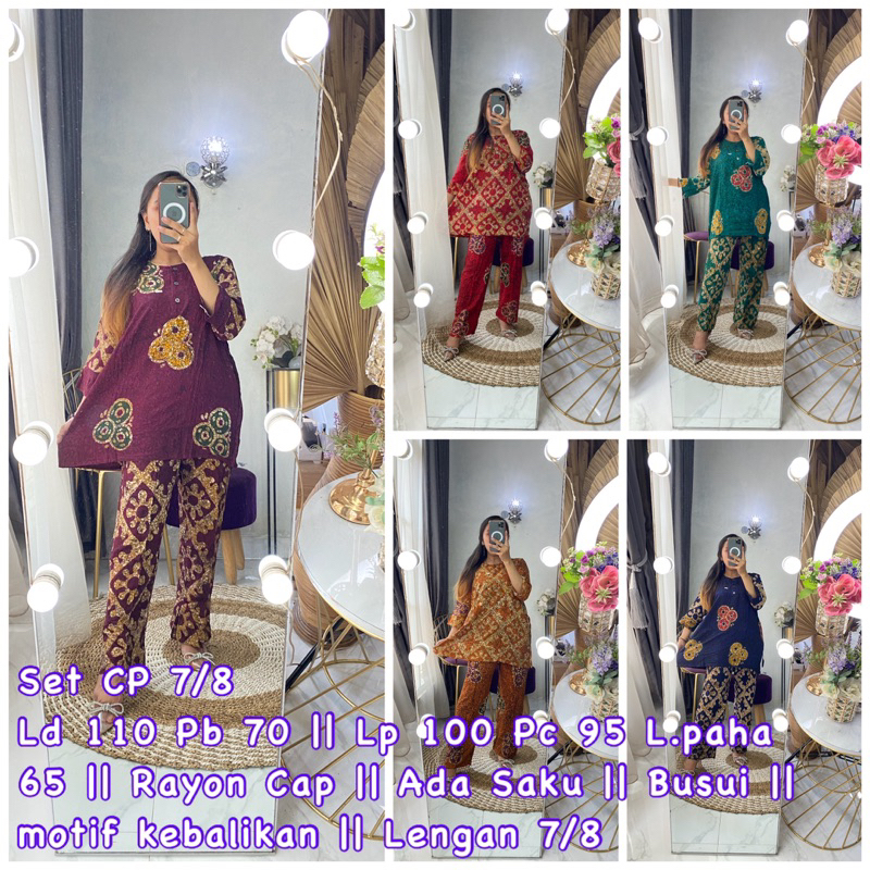 Setelan Cp Soft Lengan 7/8 Ld 110 Saqueena Batik