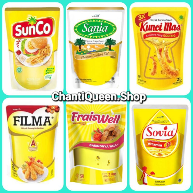 

Sunco, Sovia, Fraiswell, Sania, Filma, Fortune, Kunci Mas minyak goreng refill 2 L