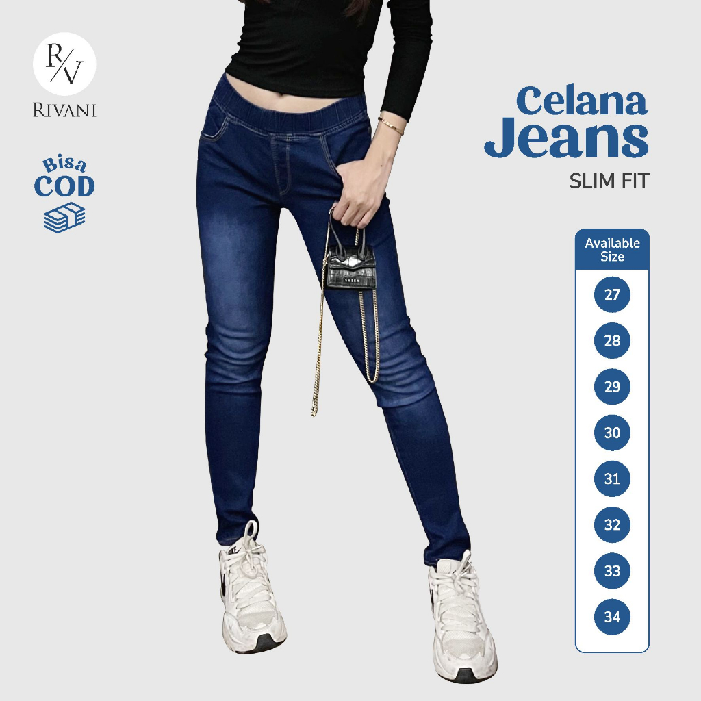 Rivani 001 Ootd Celana Panjang Soft Jeans Stretch Jogger Skinny Slim Fit Wanita Berkualitas Premium
