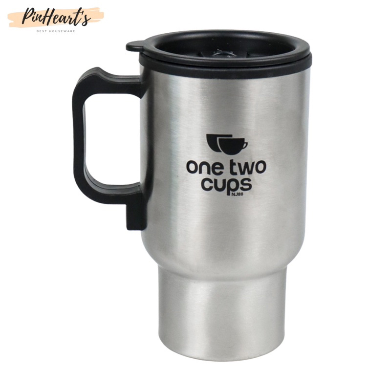MUG CANGKIR PEMANAS AIR MOBIL PORTABLE INSULASI CAR KETTLE STAINLESS STEEL DENGAN PEMANAS 12V ONE TW