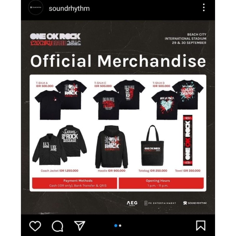 [READY STOCK] Towel/handuk ONE OK ROCK LUXURY DISEASE OFFICIAL MERCHANDISE