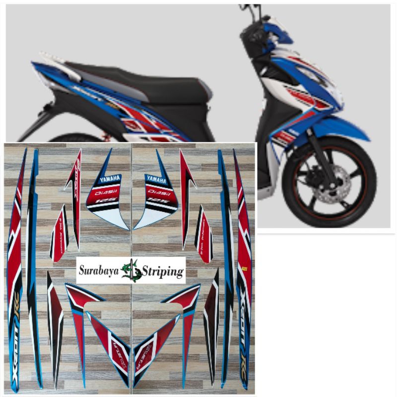 Striping sticker Yamaha Xeon RC biru tahun 2013 2014